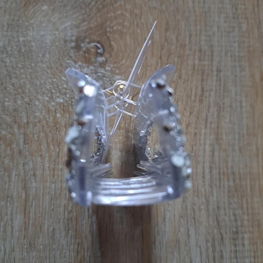 Fashion Jewelry Silver Gray Medium 14 Claws Shimmering Hair Clip New